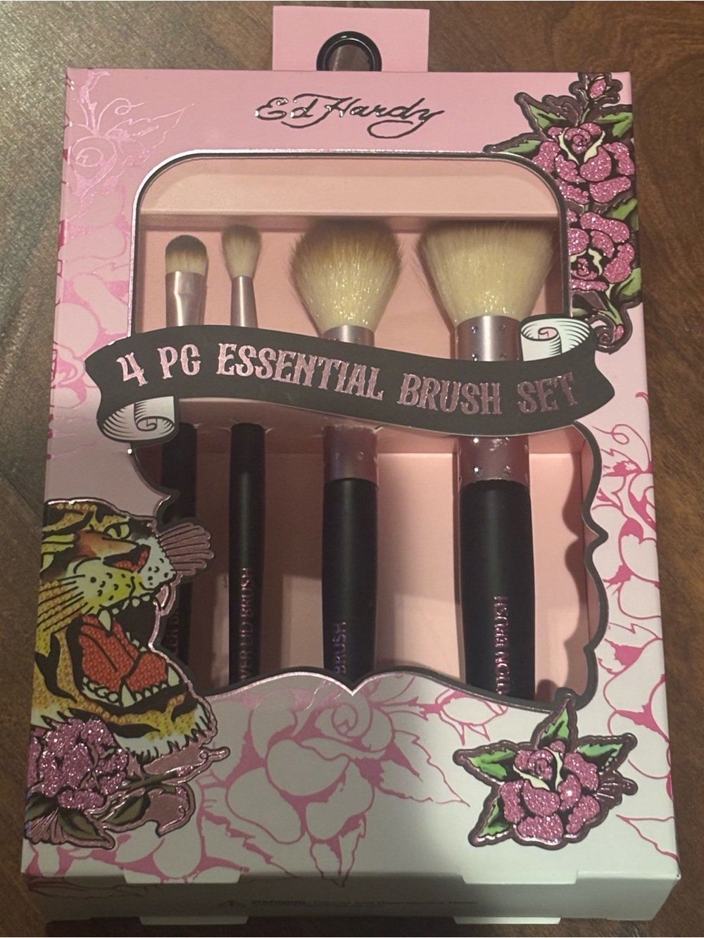 Ed Hardy Pink 4-Piece Makeup Brush Set